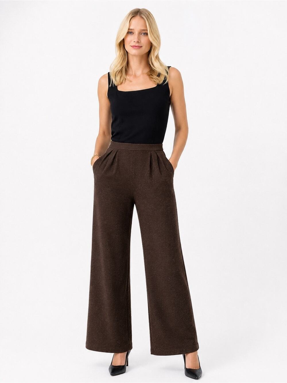 St. John Collection by Marie Grey Santana Knit Pants Brown Textured Size 6 USA